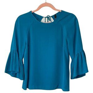 Plenty by Tracy Reese Teal Bell Ruffle 3/4 Sleeve Top Sz. XS